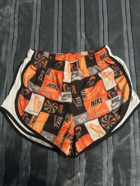 Nike Women's Small Orange Black White Graphic Athletic Shorts
